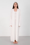 Cloud Beyaz Kemerli Uzun Kimono
