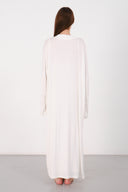 Cloud Beyaz Kemerli Uzun Kimono