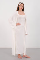 Cloud Beyaz Kemerli Uzun Kimono
