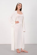 Cloud Beyaz Kemerli Uzun Kimono