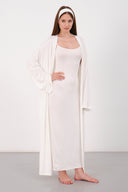 Cloud Beyaz Kemerli Uzun Kimono