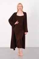 Cloud Kahverengi Kemerli Uzun Kimono
