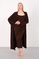 Cloud Kahverengi Kemerli Uzun Kimono
