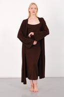 Cloud Kahverengi Kemerli Uzun Kimono