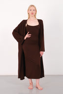 Cloud Kahverengi Kemerli Uzun Kimono