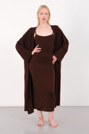 Cloud Kahverengi Kemerli Uzun Kimono