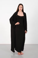 Cloud Siyah Kemerli Uzun Kimono