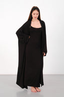 Cloud Siyah Kemerli Uzun Kimono