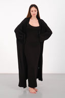 Cloud Siyah Kemerli Uzun Kimono