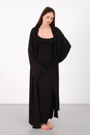 Cloud Siyah Kemerli Uzun Kimono