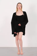 Cloud Siyah Kemerli Kısa Kimono