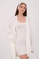 Cloud Beyaz Kemerli Kısa Kimono