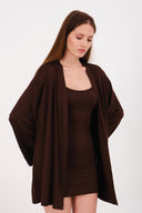 Cloud Kahverengi Kemerli Kısa Kimono